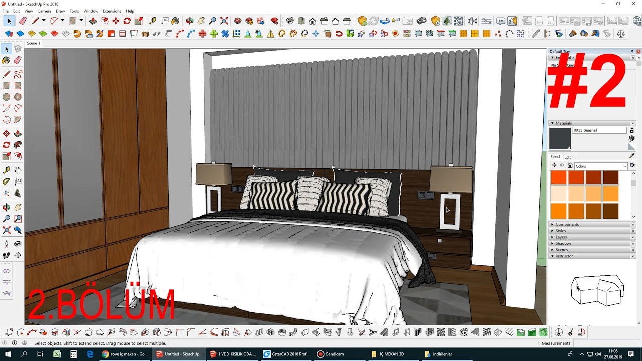 SKETCHUP YATAK ODASI TASARIMI 2.BÖLÜM