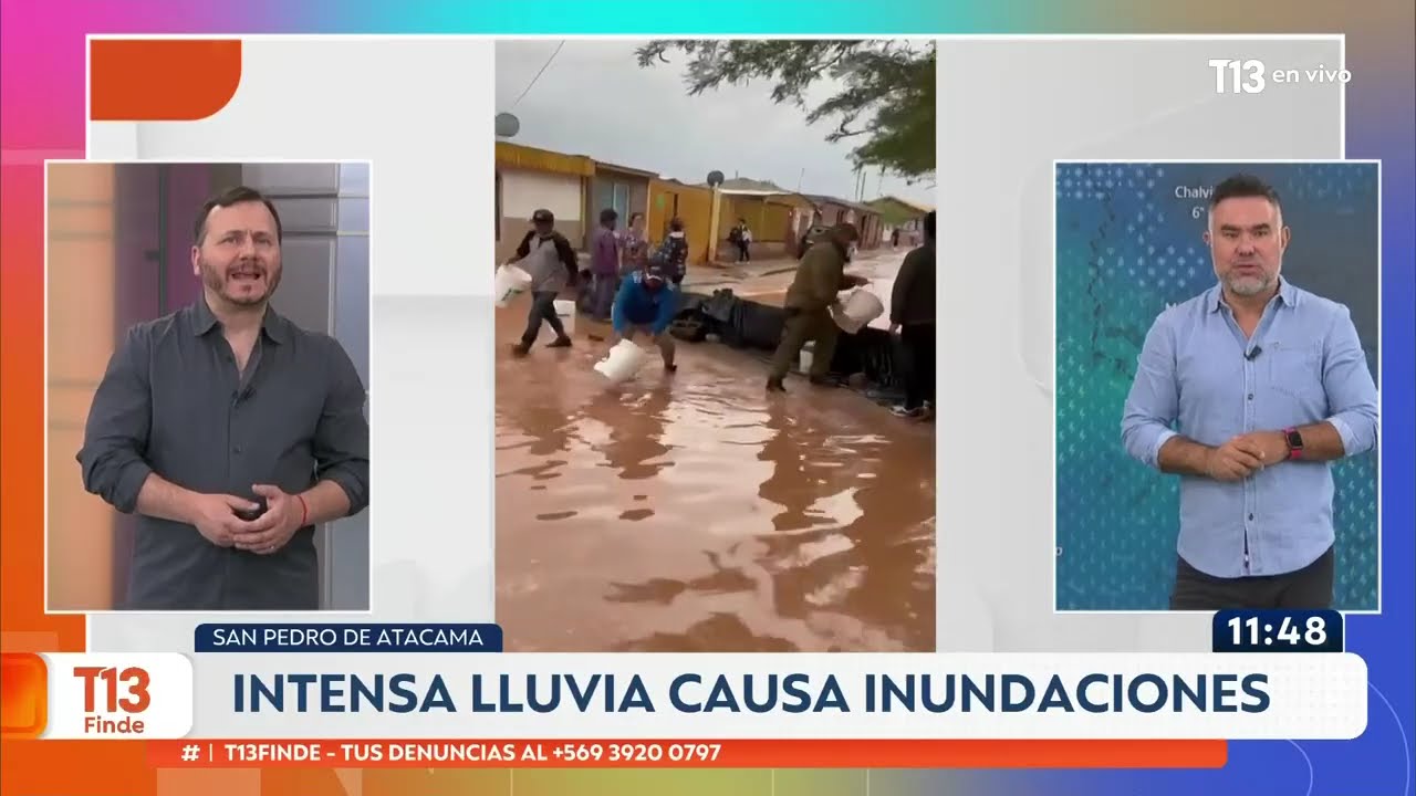 Intensa lluvia causa inundaciones en San Pedro de Atacama