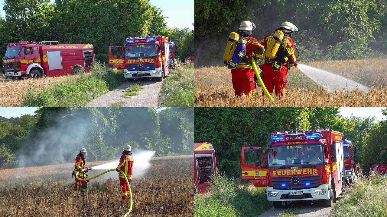 [1 HEKTAR WEIZENFELD IN FLAMMEN] FEUERWEHR verhindert WALDBRAND ~ FLAMMEN & LÖSCHARBEITEN & HITZE