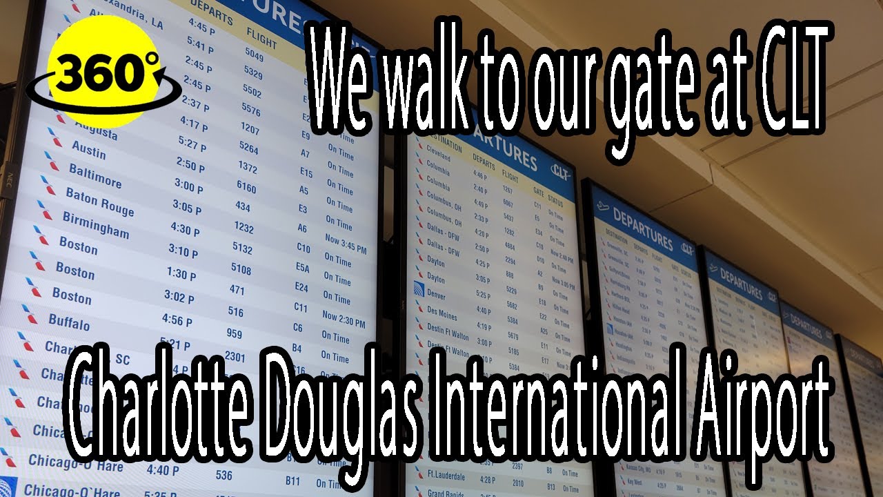 360° Video | We walk to our gate | Charlotte Douglas International Airport | CLT