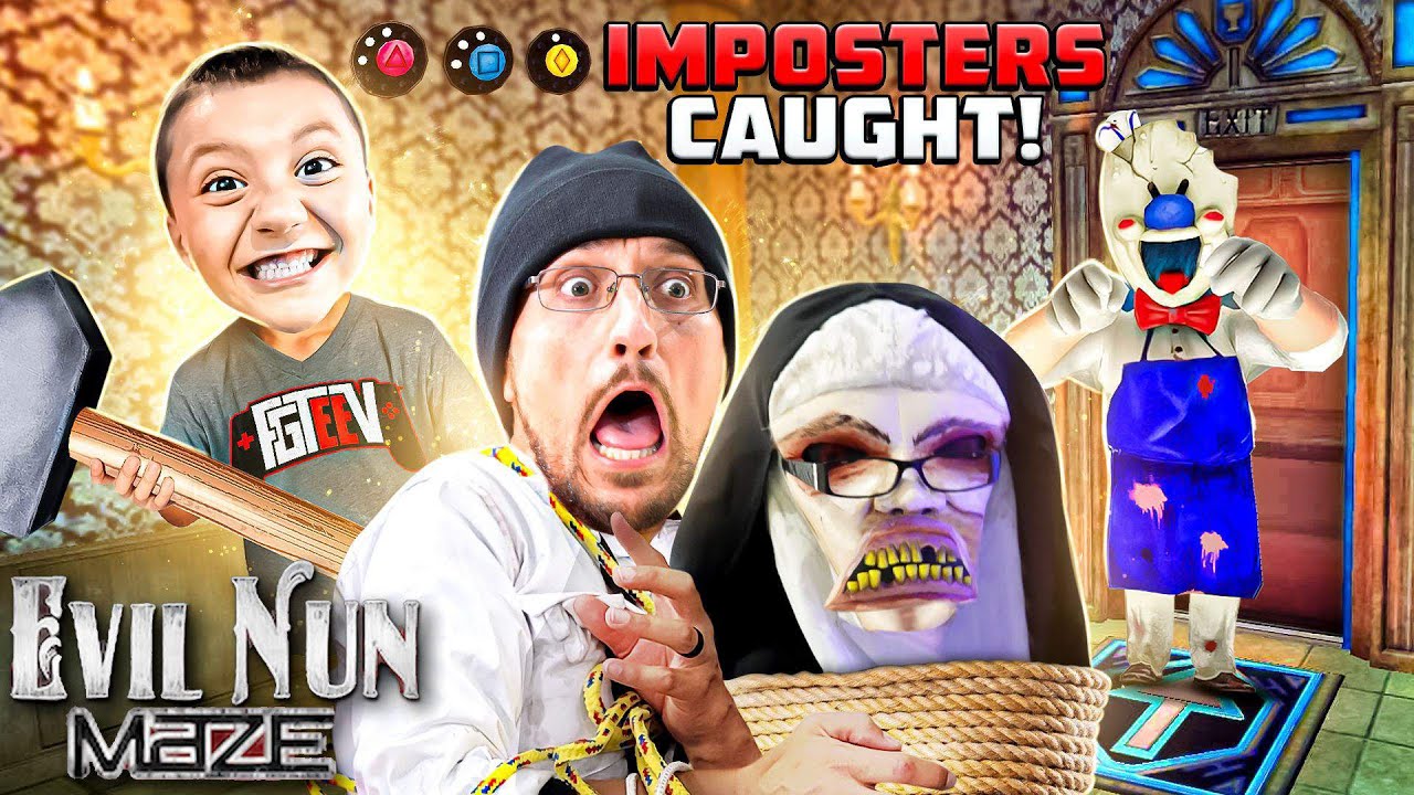 EVIL NUN & ICE SCREAM Impostors CAUGHT during MAZE Game! (FGTeeV Evil Nun Maze Gameplay/Skit)