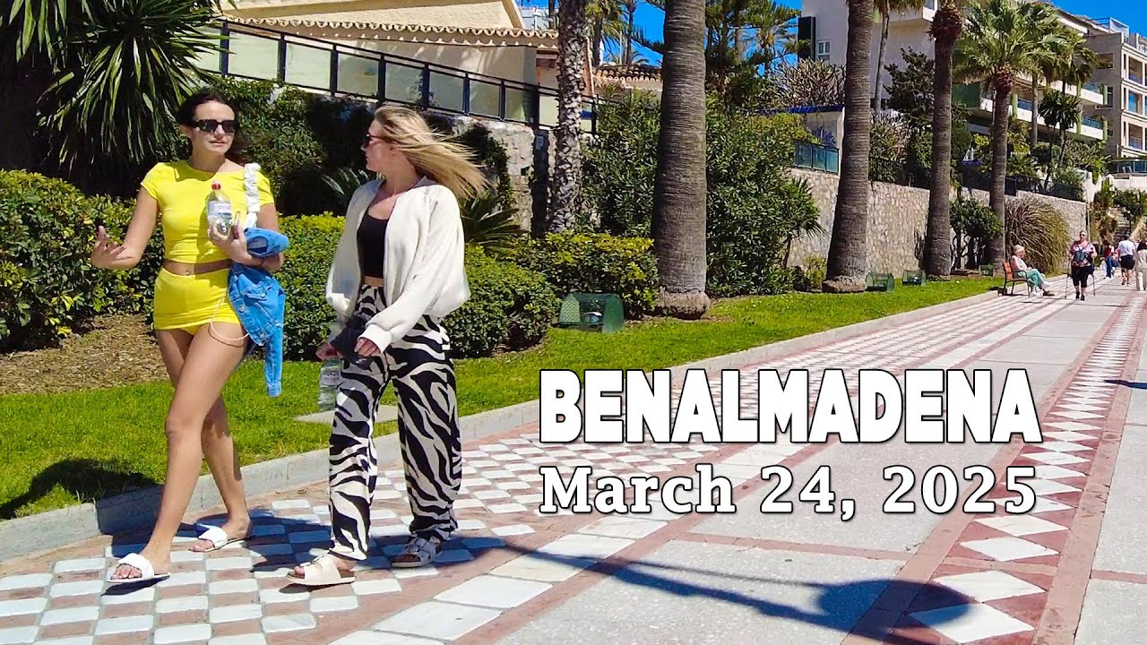 Benalmadena March 24, 2025 Promenade Walking Tour Malaga Costa del Sol Spain [4K]