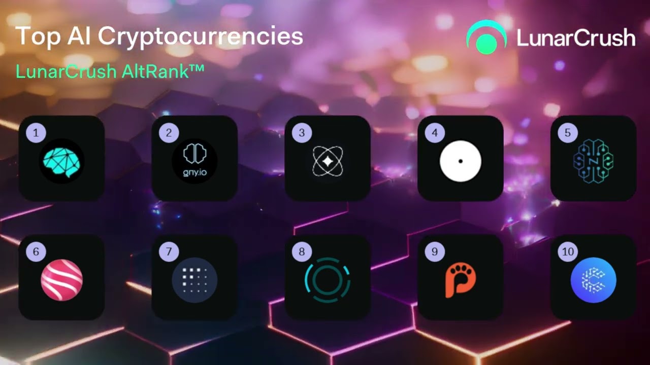 Trending AI cryptocurrencies by LunarCrush AltRank&trade;