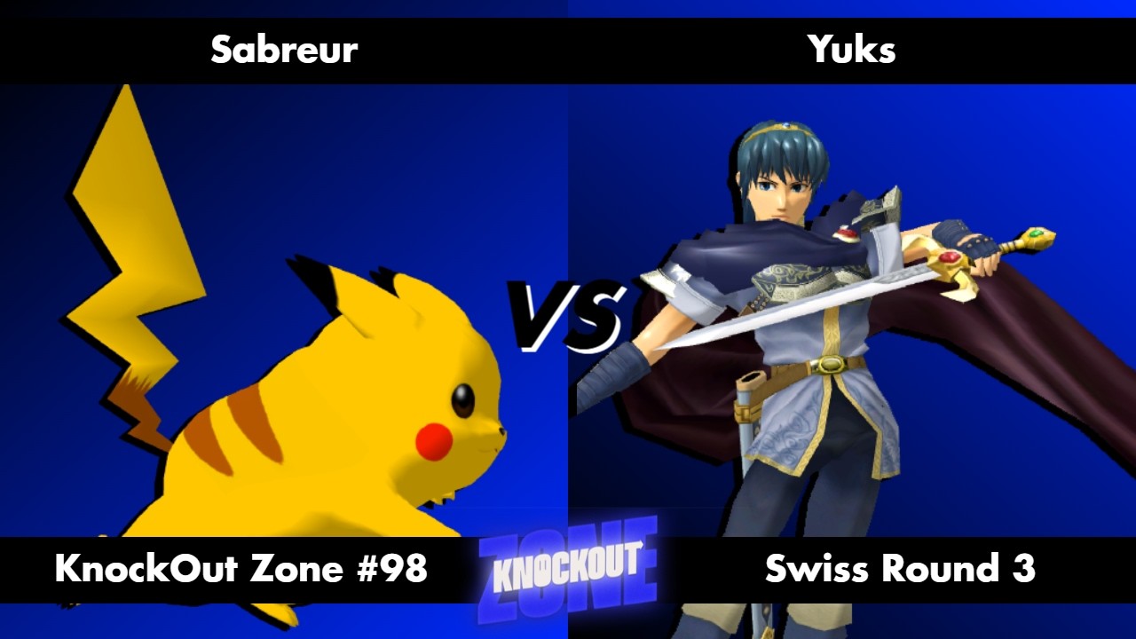 KnockOut Zone #98 - SSBM Swiss Round 3 - Sabreur (Pikachu) vs Yuks (Marth)