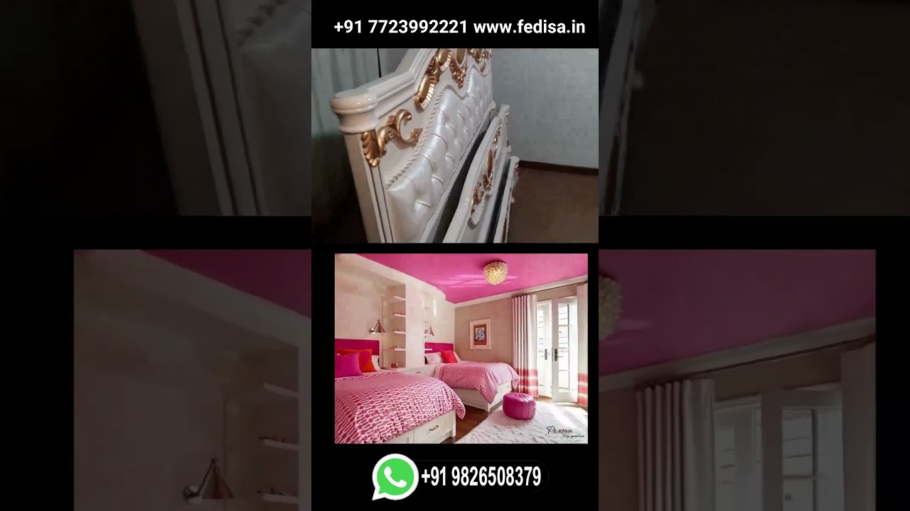 Wooden Bed Wooden Almirah With Dressing Table Strong Double Bed Frame No-317