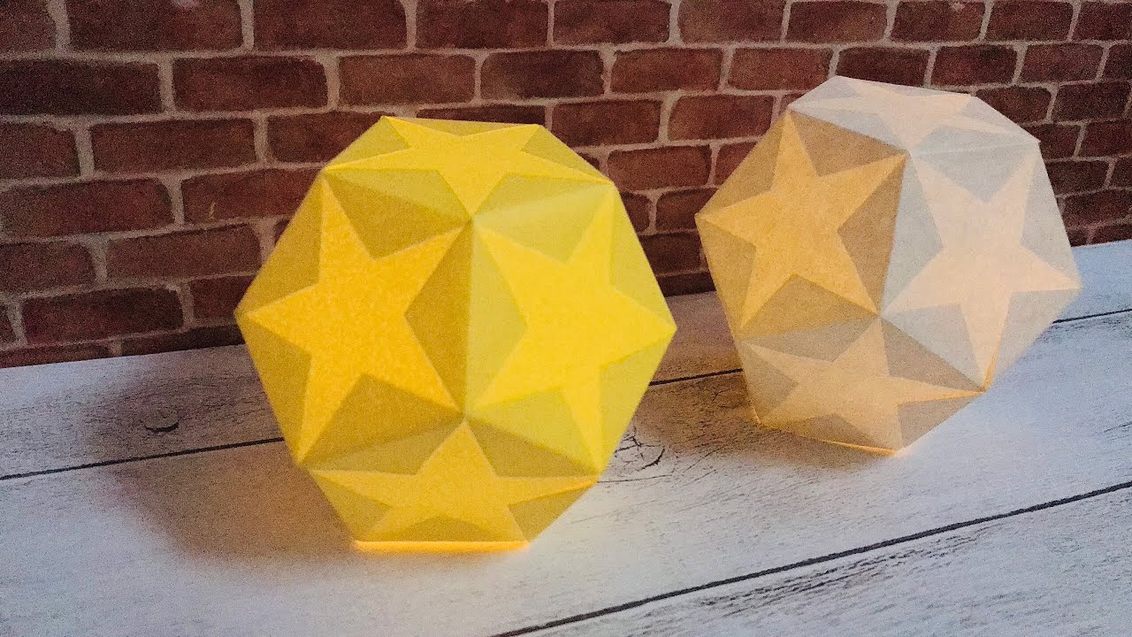 【折り紙】星のランタン ランプシェードを作ってみた！ペーパークラフト/How to make an origami star lantern. Lamp shade. Papercraft