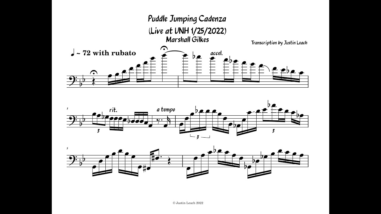 Marshall Gilkes Transcription - Puddle Jumping Cadenza (Live at UNH 1/25/2022)