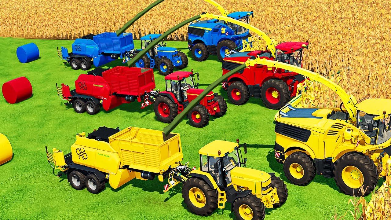 FARMING OF COLORS! MULTIVITAMIN SILAGE BALE FROM CORN CHAFF! COLORED MULTIBALER & JD TRACTOR! #112