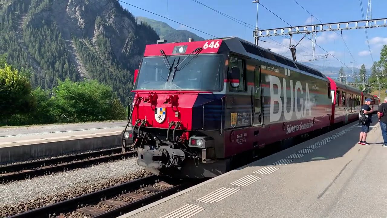 157. Switzerland Rhaetian Bahn Arrives at Filisur