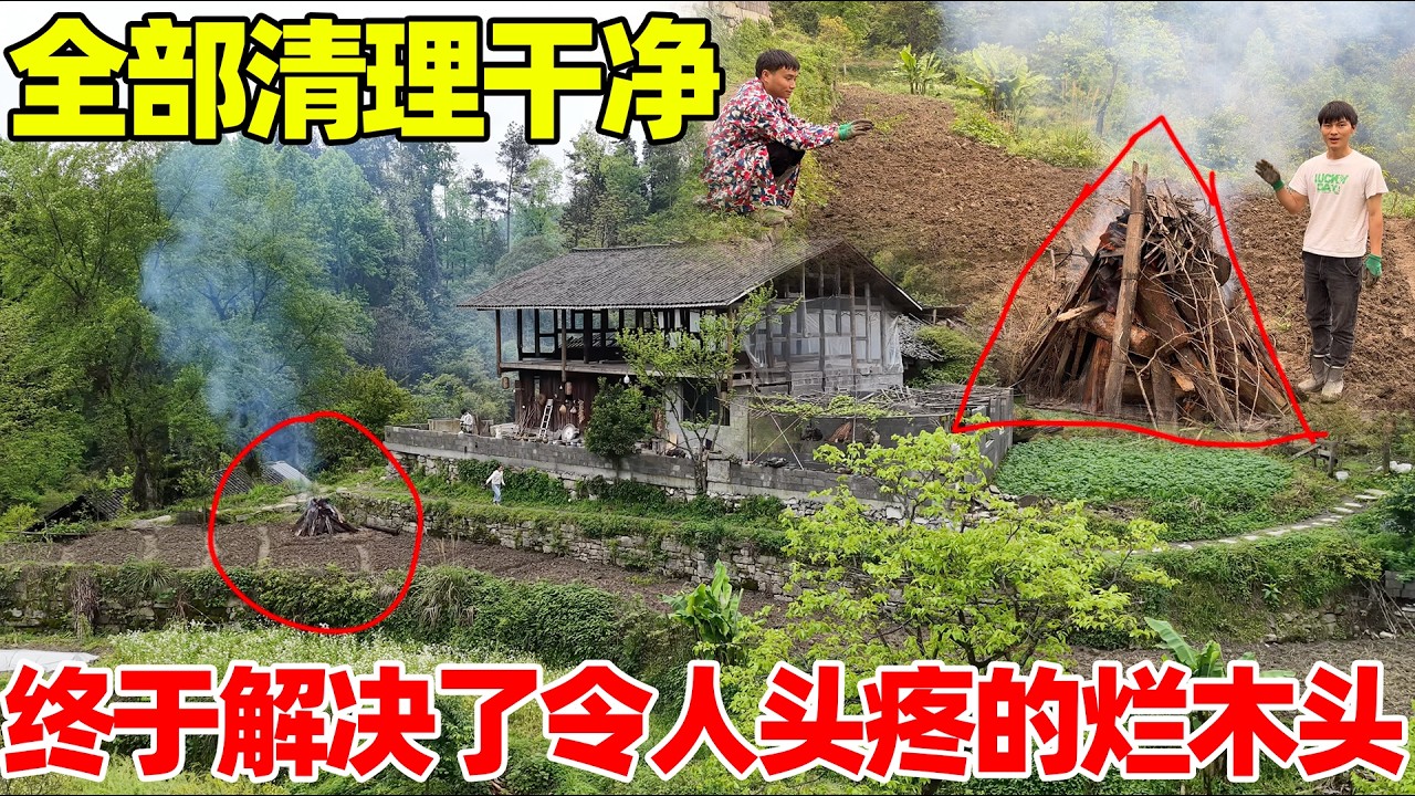 终于解决了令人头疼的烂木头，拆房子时还有更多，最终还是租的那块地起了大作用