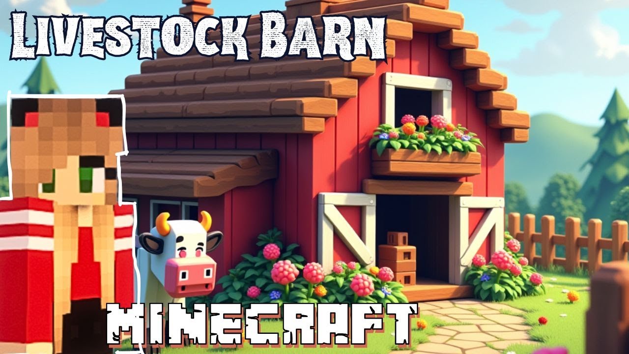 Building A Livestock Barn In Minecraft | Satisfying Timelapse Build