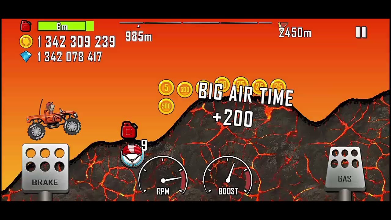 Driving Monster Truck in Volcano stage Hill Climb Racing #hillclimbracing