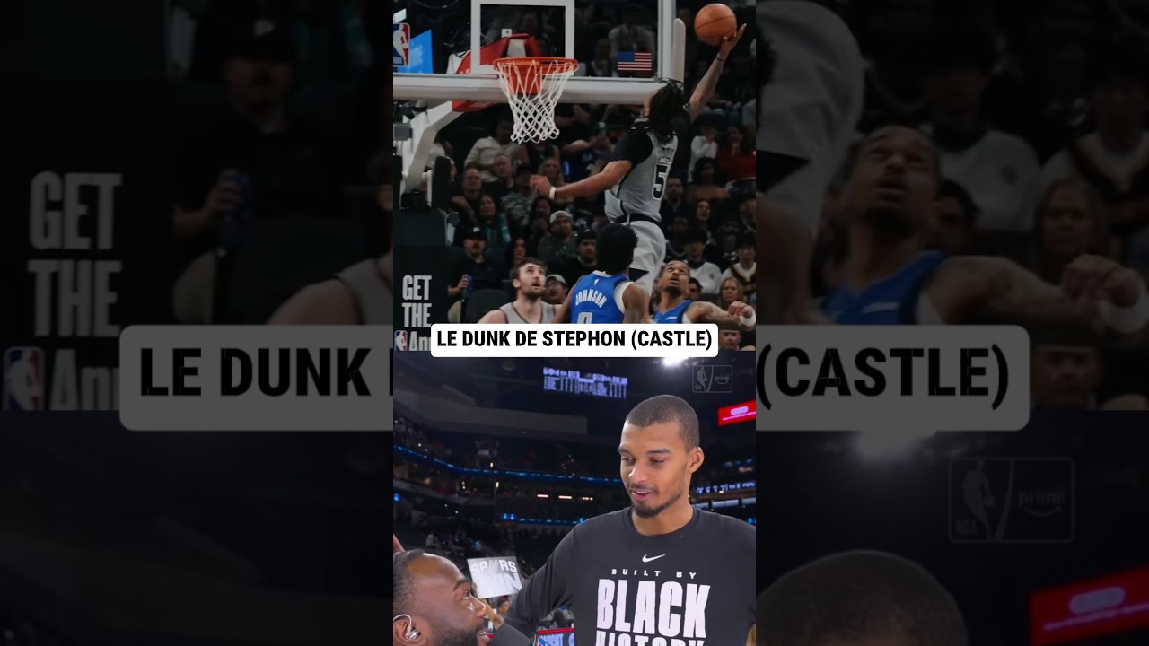 Wemby &laquo;&nbsp;je crois que sa t&ecirc;te &eacute;tait au niveau du cercle&nbsp;&raquo; 🤯🤯🤯 #spurs #wemby #nba