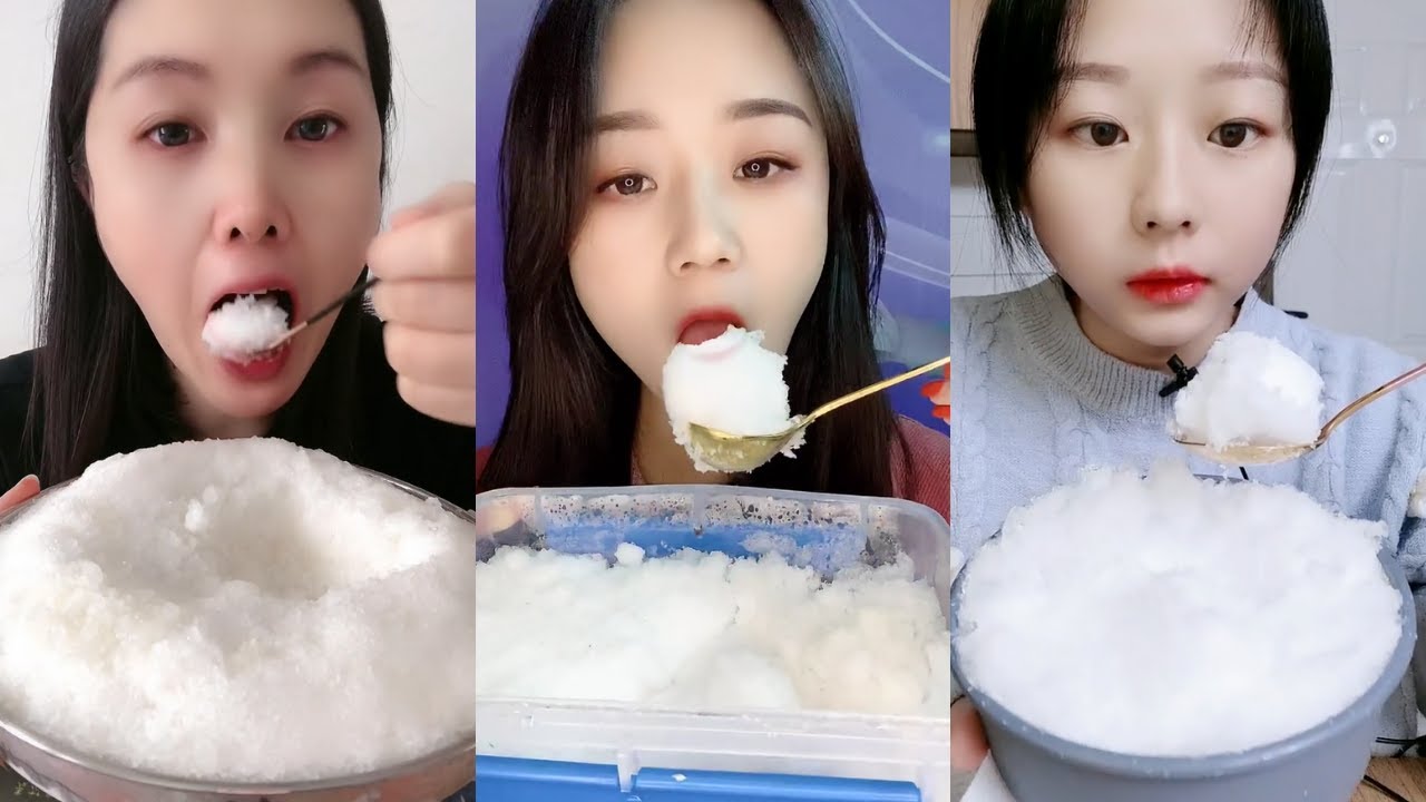 ASMR SPOONFUL FLUFFY ICE EATING❄️ BIG BITES SOFT WHITE ICE ASMR【咀嚼音】氷を食べる音 얼음먹방 SATISFYING MUKBANG