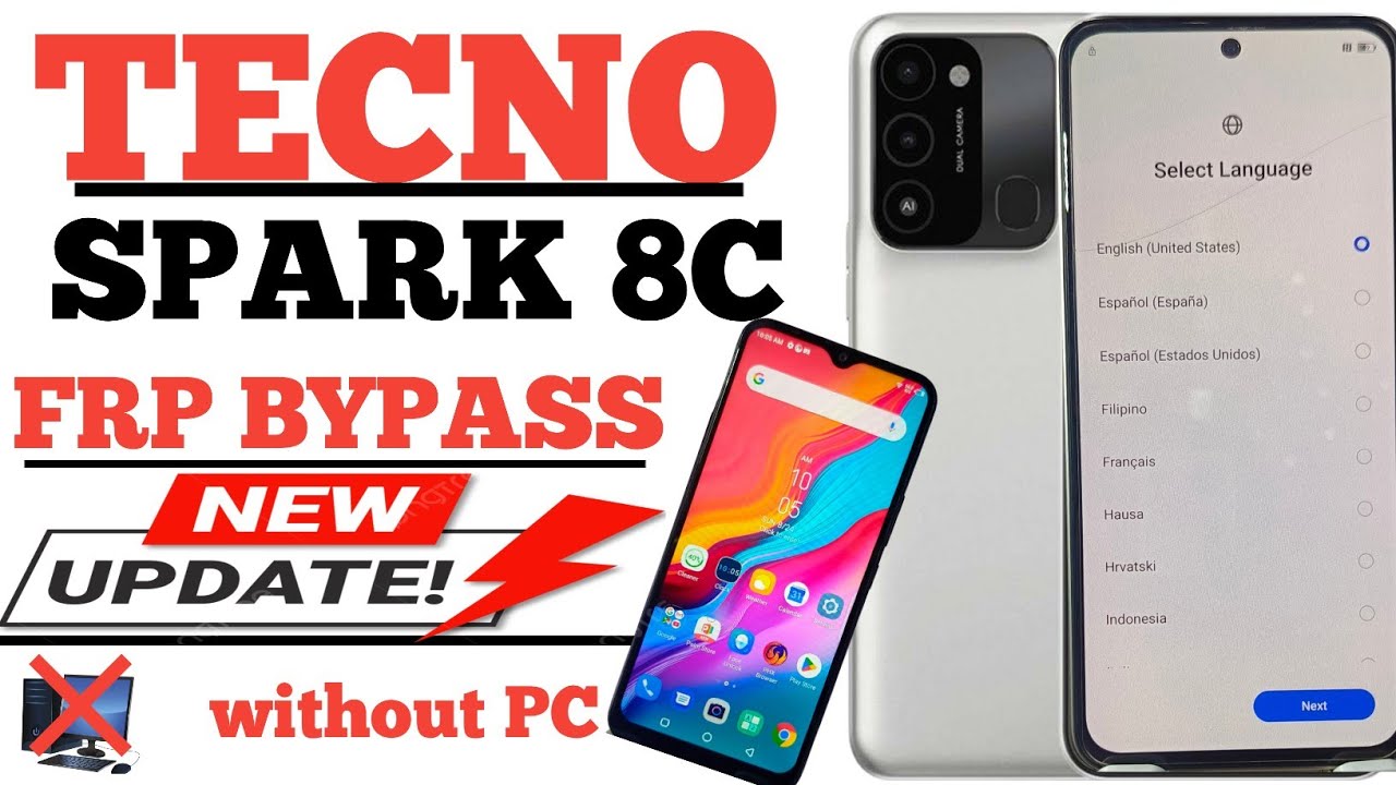 Tecno Spark 8c Frp Bypass android 11 New update Tecno kg5k google account remove 