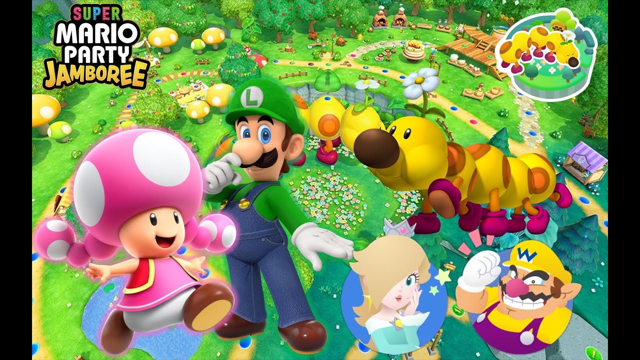 Super Mario Party Jamboree - Toadette & Luigi vs Rosalina & Wario - Mega Wiggler's Tree Party