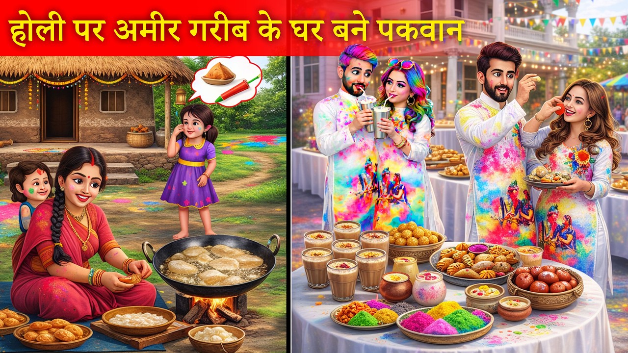 होली पर अमीर गरीब के घर बने पकवान  | Holi Par Amir Vs Garib Ke Pakwan | Emotional Story |