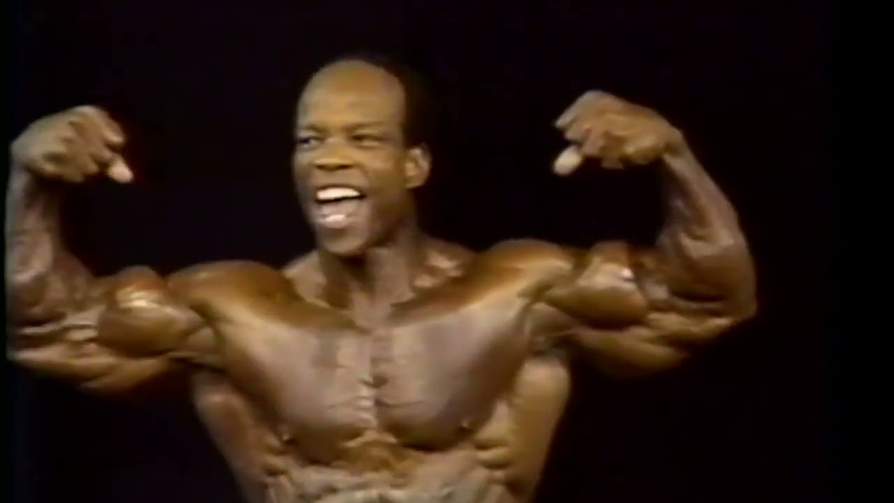 Albert Beckles posing at the 1984 Mr. Olympia