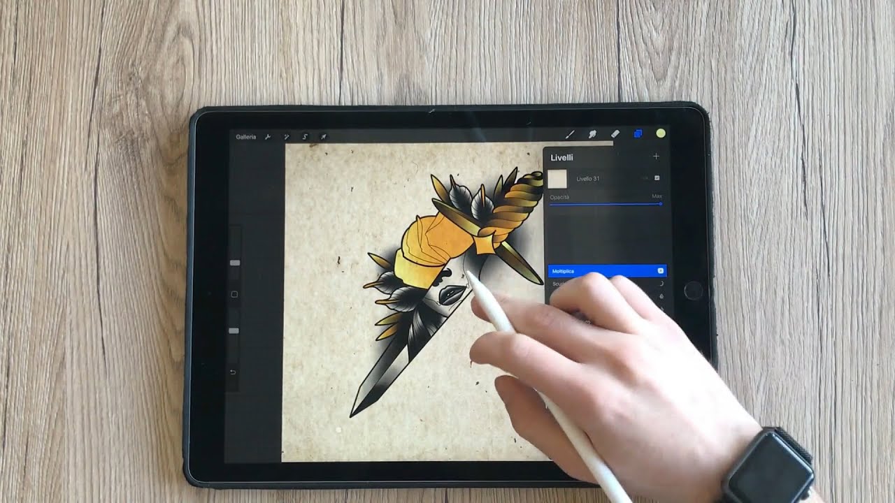 Нео-традиционный кинжал - создание тату-дизайна - Procreate Tattoo Design