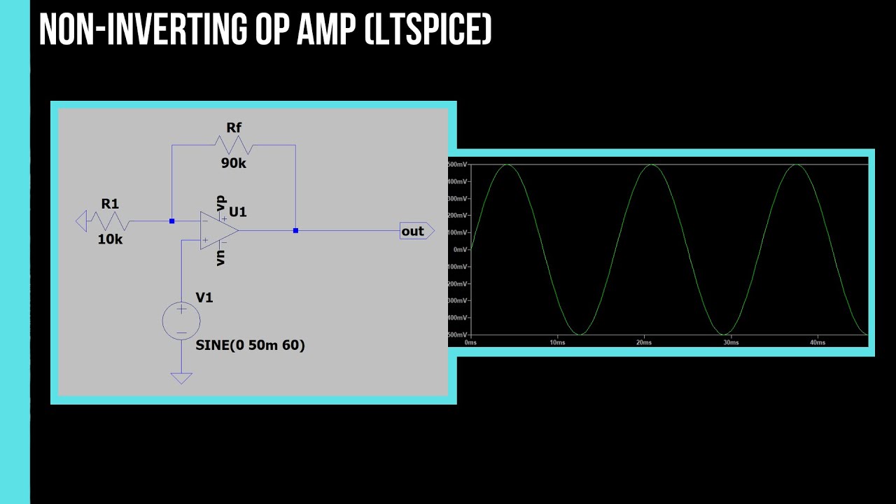 Неинвертирующий операционный усилитель (LTspice)