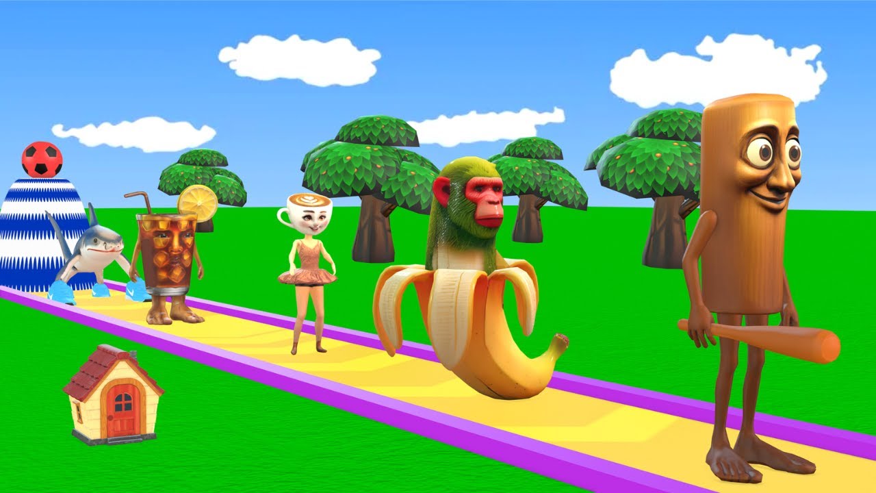 Long Slide Game With Cow Elephant Gorilla Hippopotamus Tiger 3d Animal Game Funny 3d Animals