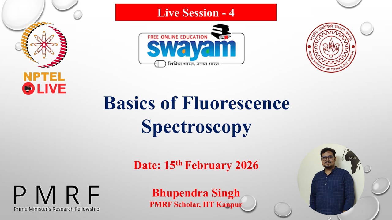 Week-4 Live Session | 15th Feb 2026 | NPTEL Course :- Basics of fluorescence spectroscopy