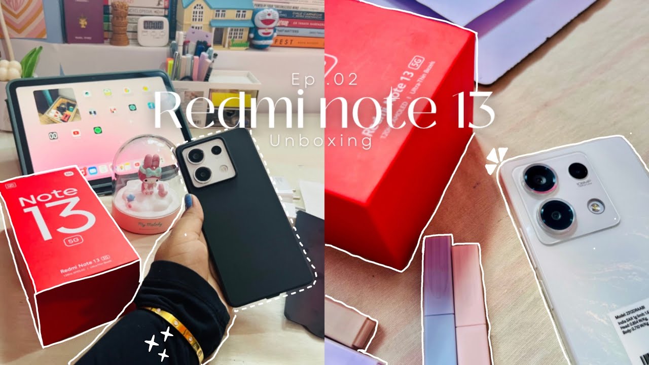Xiaomi Redmi Note 13 ‧₊˚ ☁️⋅♡Unboxing + Aesthetic Set-up + accessorie|Arctic White(256 GB+8 GB RAM)