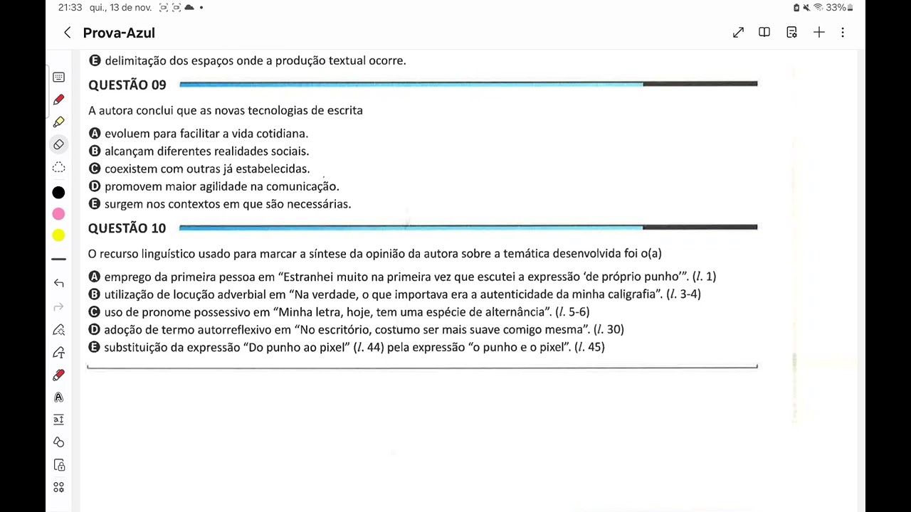 questão 9 enem 2025 prova azul