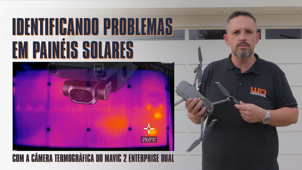 Identificando problemas em painéis solares com a câmera térmica do Drone DJI Mavic 2 Enterprise Dual