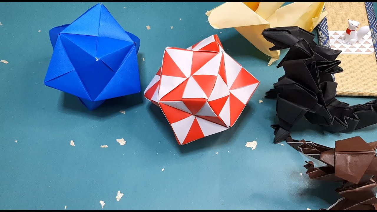 ７，赤い模様がひらく、ユニット折り紙12枚｜無言で楽しむ折り紙EnglishVivid Red Patterns | 12-Unit Modular Origami (No Talking)