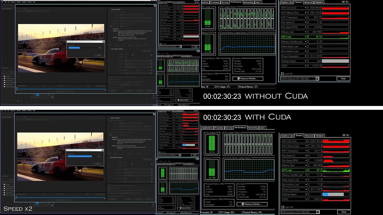 Premiere CUDA performance test