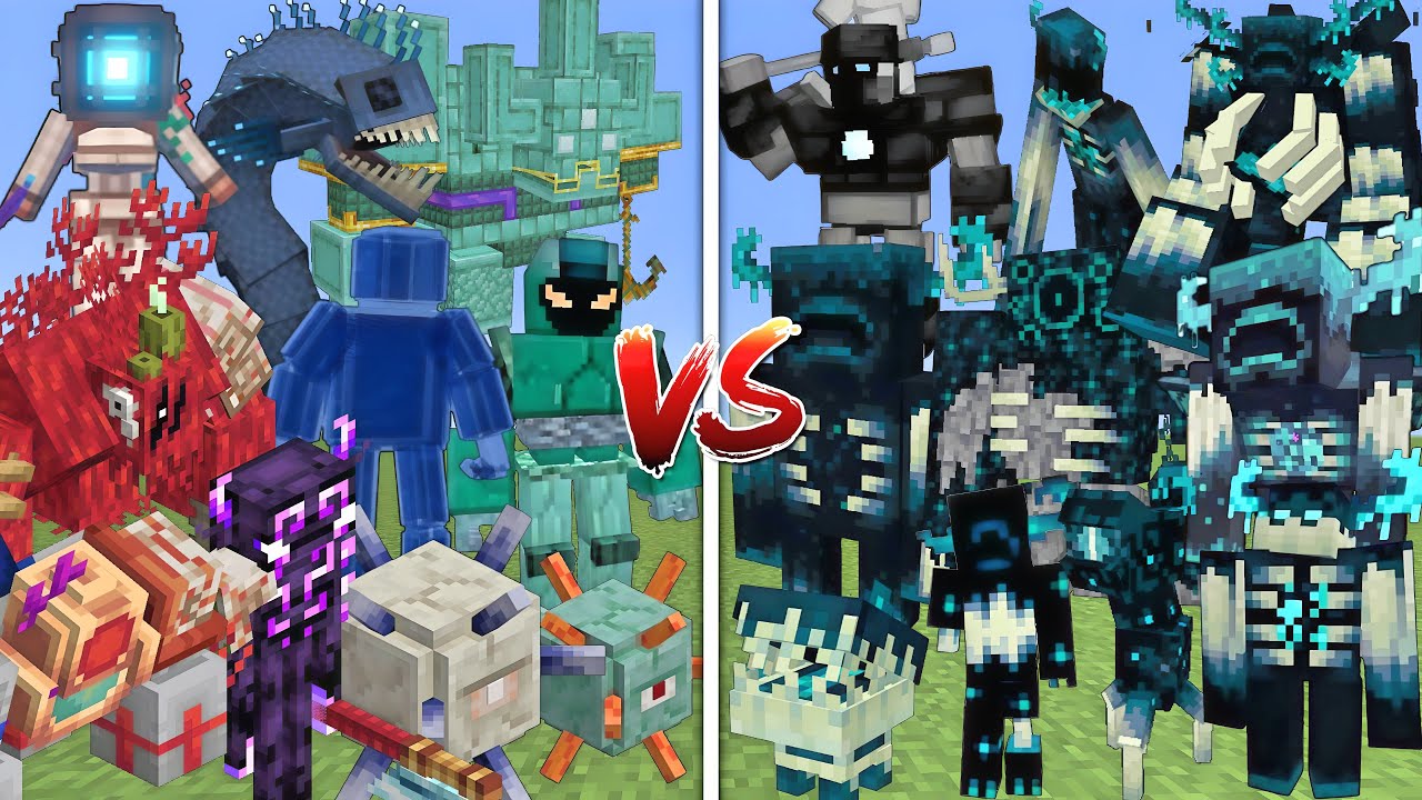 ALL GUARDIANS VS ALL WARDENS ALLIANCE MOBS BATTLE IN MINECRAFT
