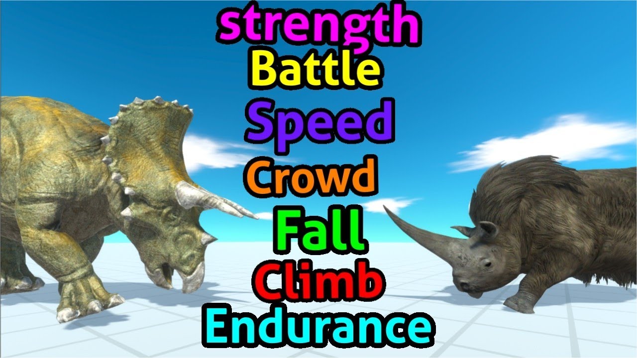 Battle ability Triceratops vs Woolly Rhino animal revolt battle simulator