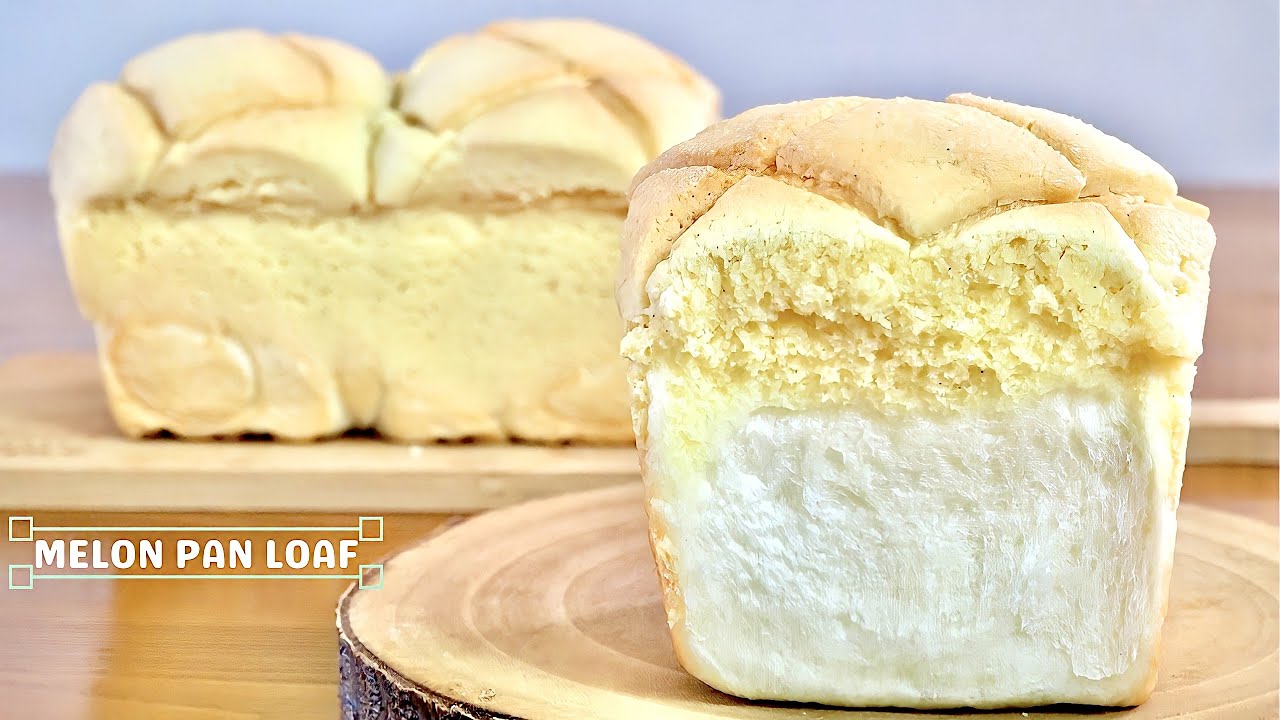 MELON PAN LOAF🍞【Japanese soft milk loaf bread w/cookie!//recipe♩】