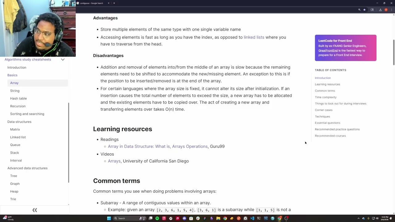 Tech Interview Handbook: Arrays