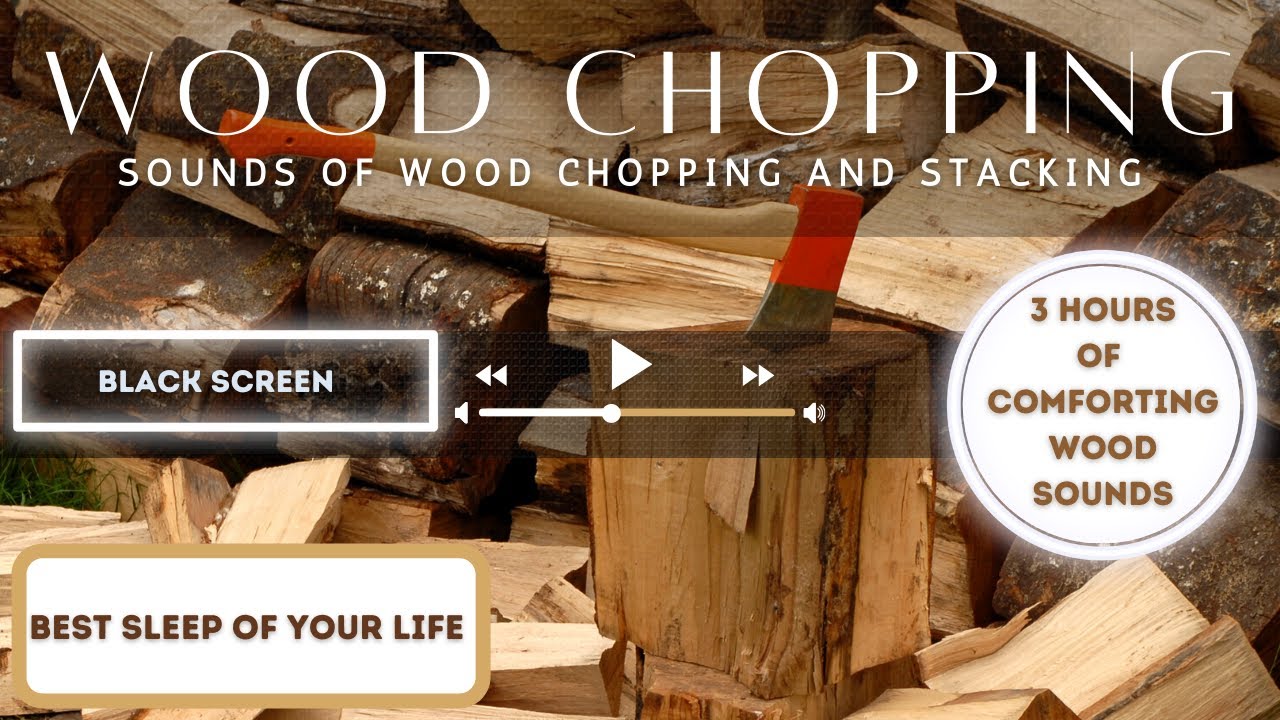 ASMR Comforting Sounds of Wood Chopping, stacking and falling