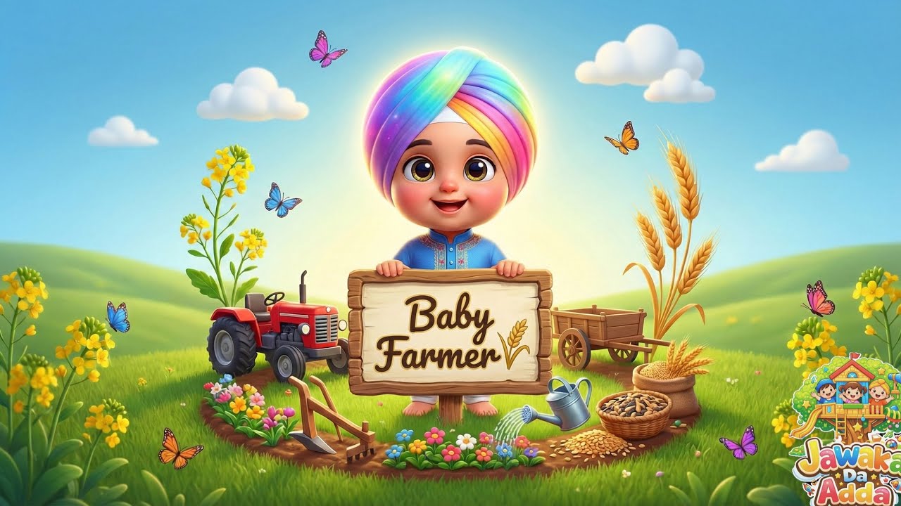 Cute 🥰 Sikh Baby 👳 Farming Song 🚜 | Punjabi Kids Melody | 3D Baby Video #kids #kidslearning 