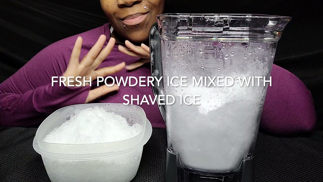 FRESH POWDERY ICE MIXED WITH SHAVE ICE #iceeating #asmr #asmrice