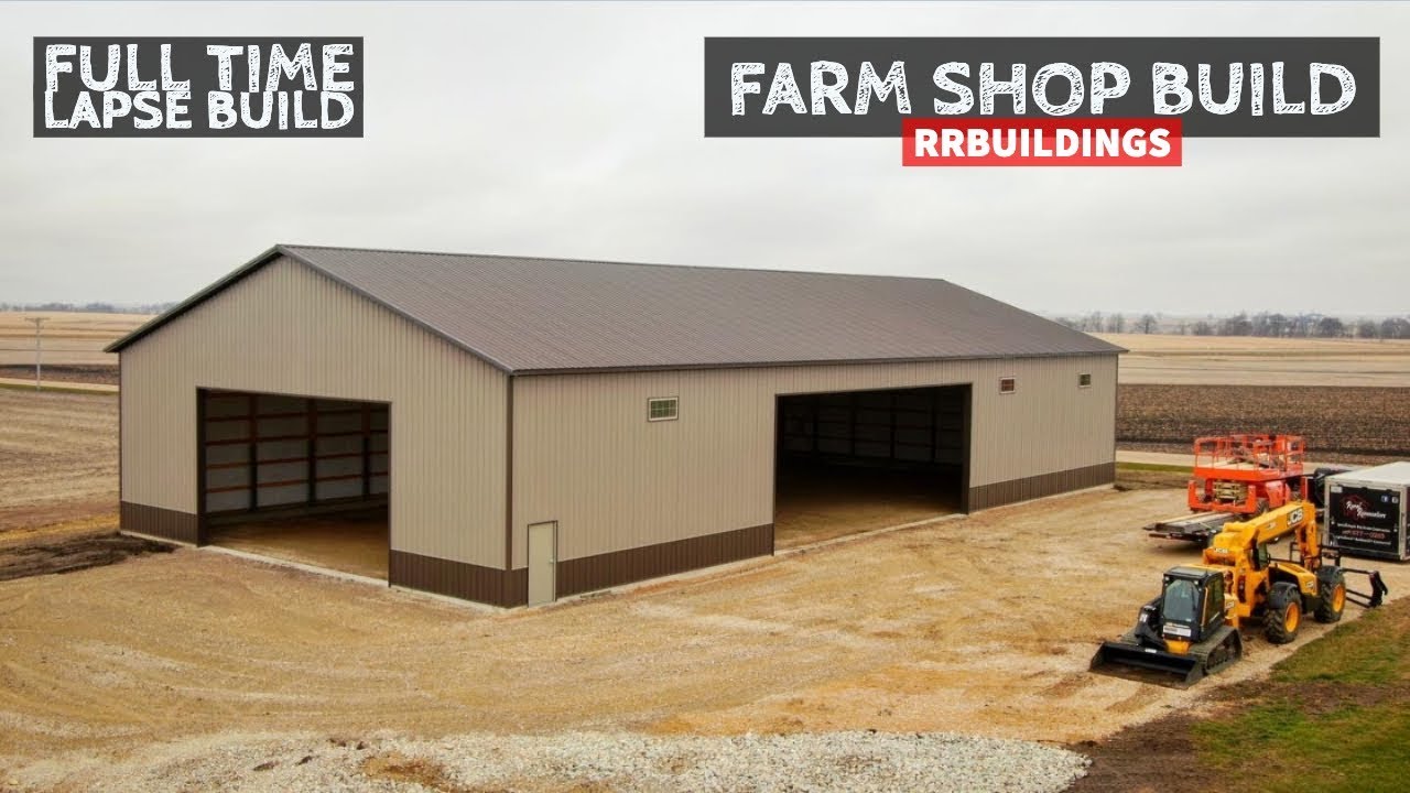 LARGE Farm Shop Full Time-Lapse Construction: BONUS TRUSS FLY THRU