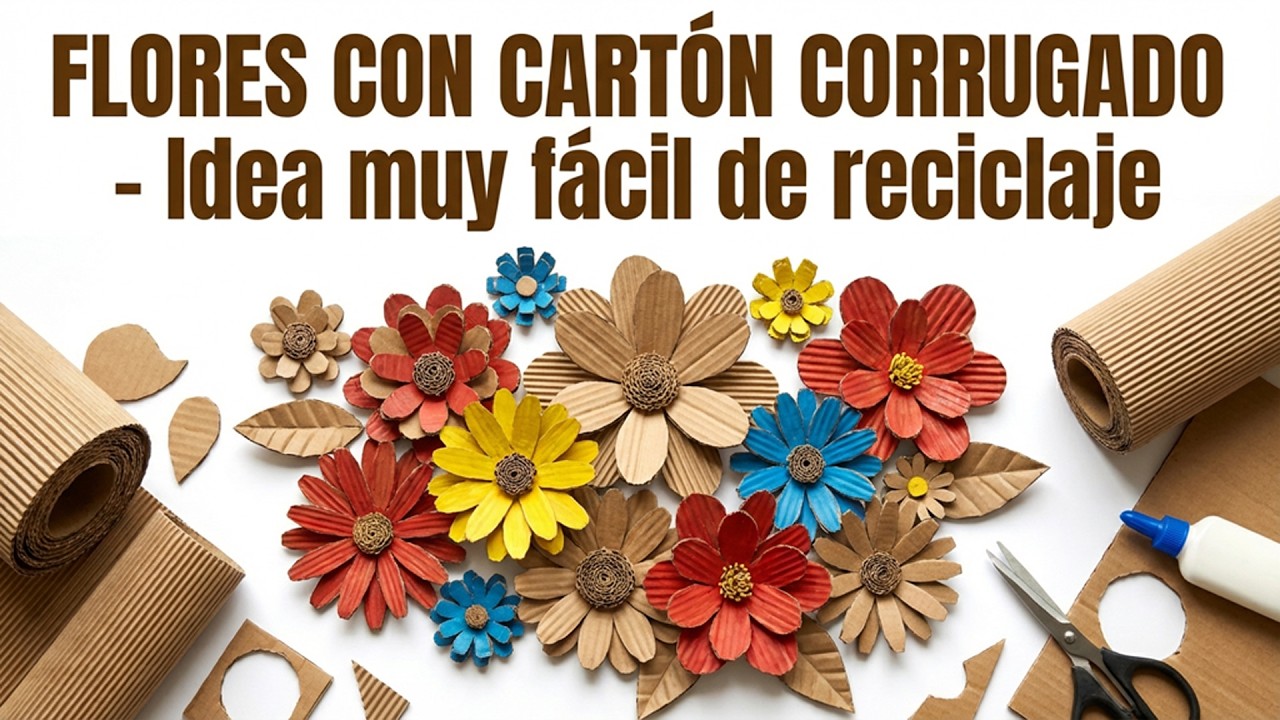 Crear FLORES con CARTÓN corrugado