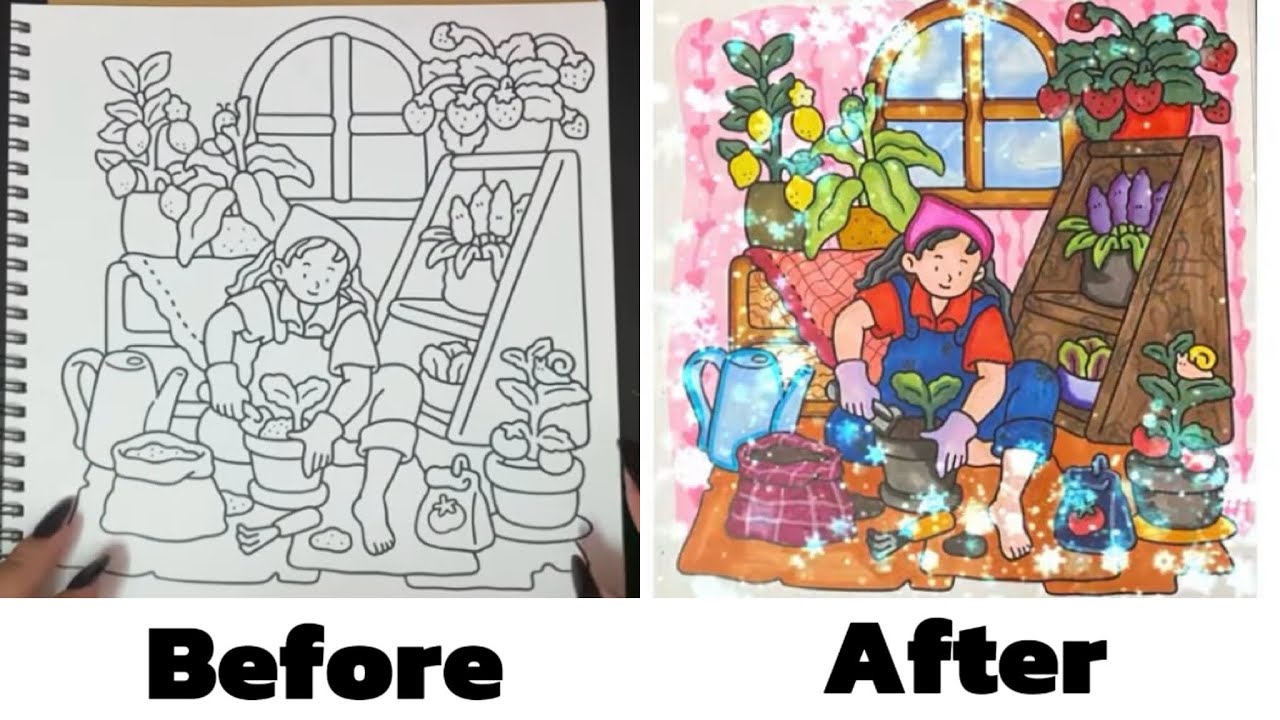 Tô màu Trồng cây cùng với các bé ốc sên và sâu róm l GIRL MOMENTS Ver 2