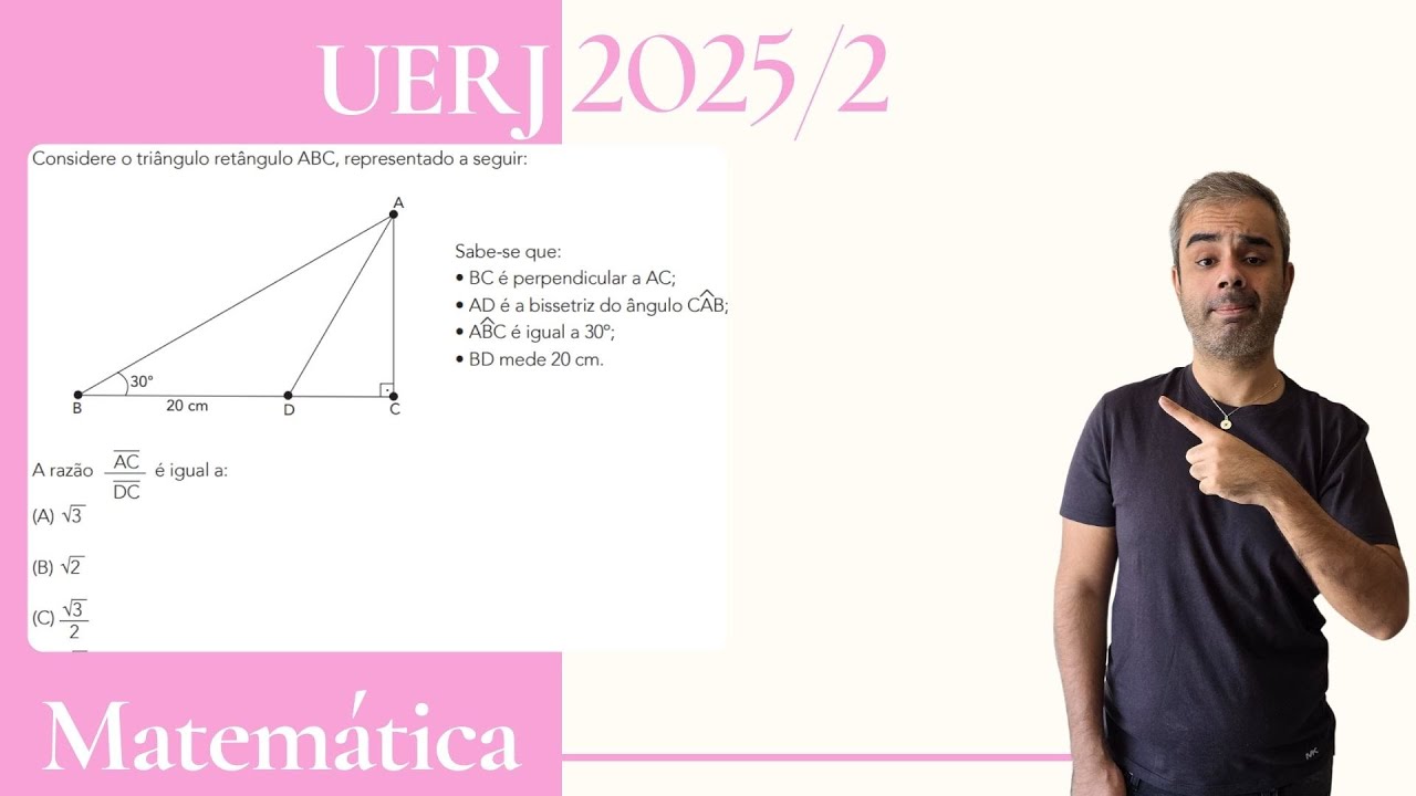 UERJ 2025/2 - Considere o triângulo retângulo ABC representado a seguir
