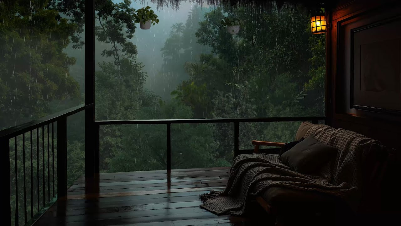 Rain Ambience on the Balcony in the Forest | Relaxing Rain Sounds for Deep Relaxation
