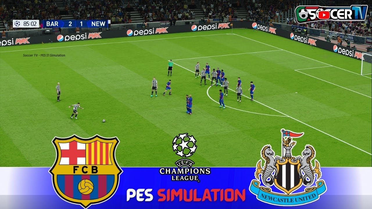 Newcastle United vs Barcelona - Champions League 25/26 | Full Match | PES 2021 Gameplay Simulation