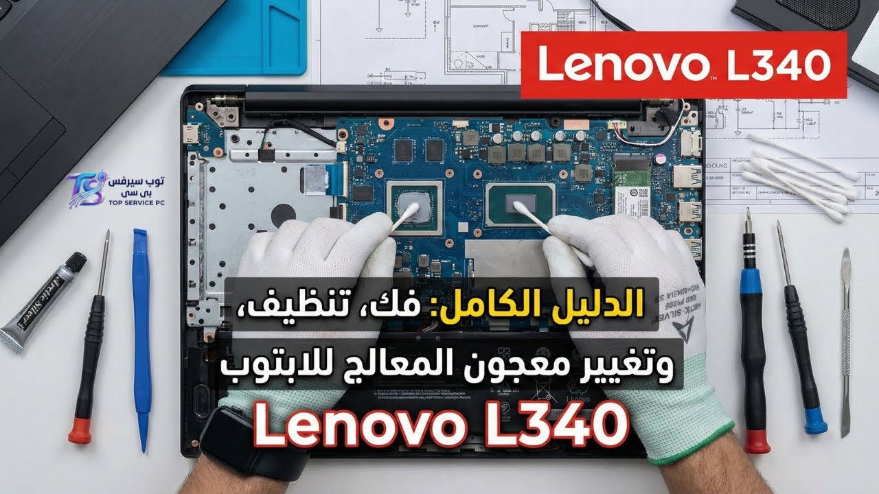 الدليل الكامل: فك، تنظيف، وتغيير معجون المعالج للابتوب Lenovo L340