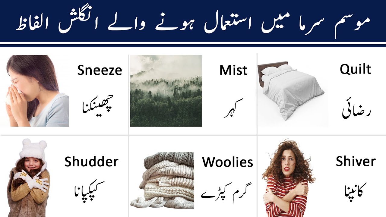 Daily Uses English Words and Winter Vocabulary Words in English/Urdu - Speak English in Winter