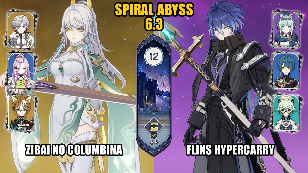 [Spiral Abyss 6.3] F2P Zibai No Columbina & Flins Hypercarry |Luna IV| Genshin Impact
