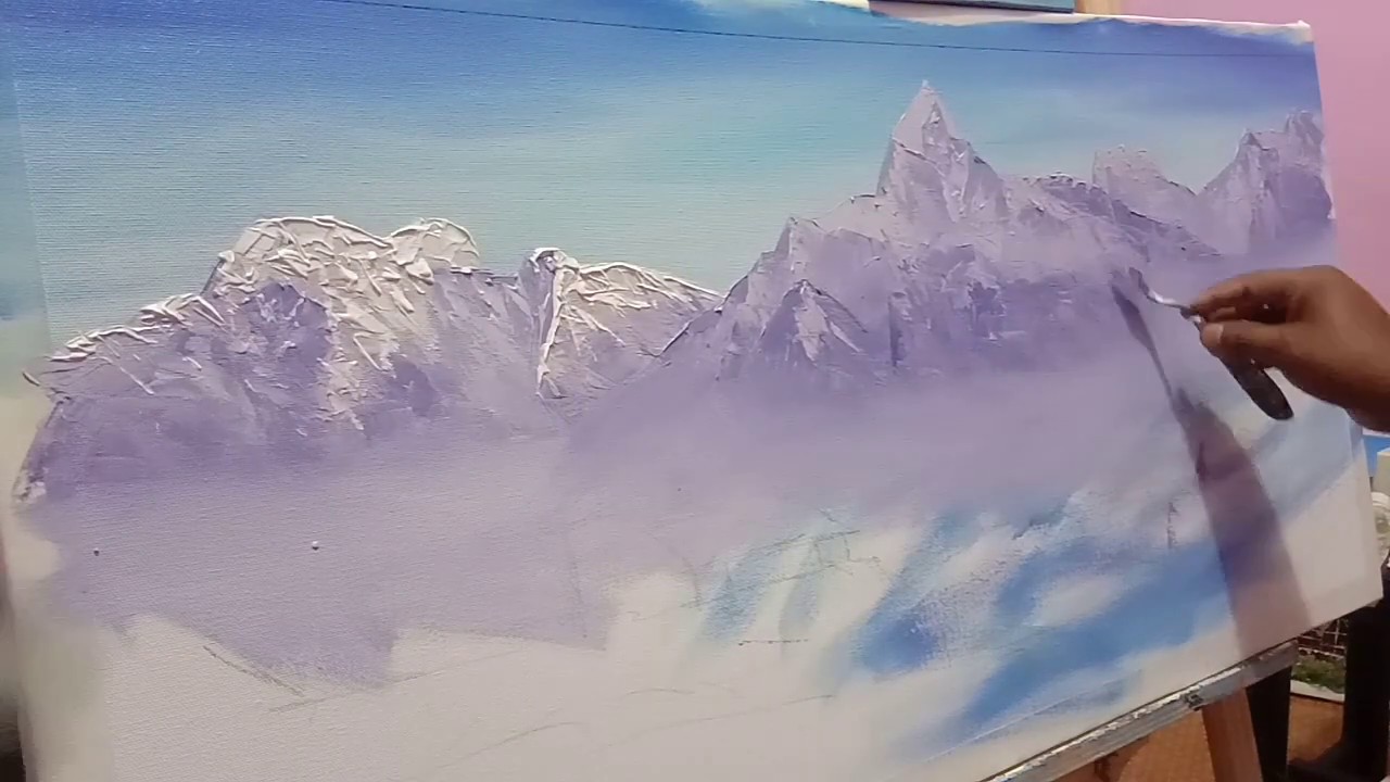 How to paint machhapuchhre landscape painting part-1