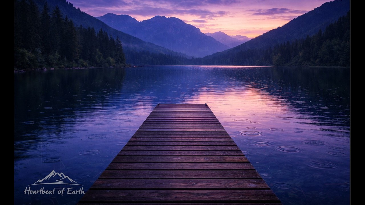 Rain at Mountain Lake | Gentle Evening Rain Sounds (Natural White Noise)