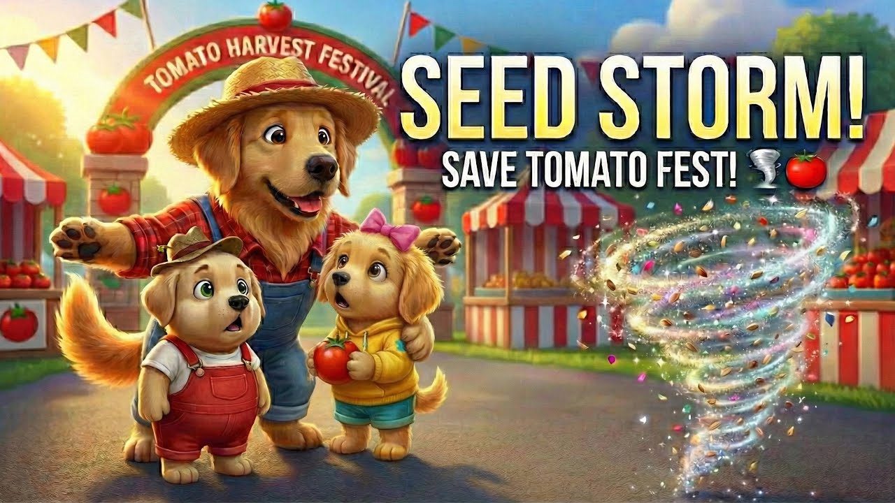 SEED STORM + MAGIC RAIN 🌪️🌧️🍅 Save the Tomato Harvest Festival! Kids Safety + Seed Lesson